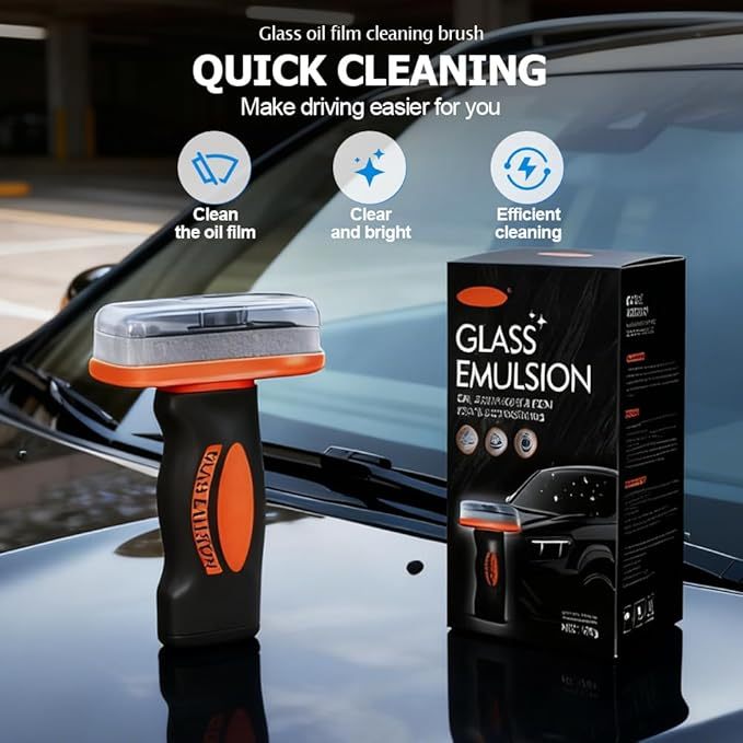 Car glass cleaning brush for removing oil film