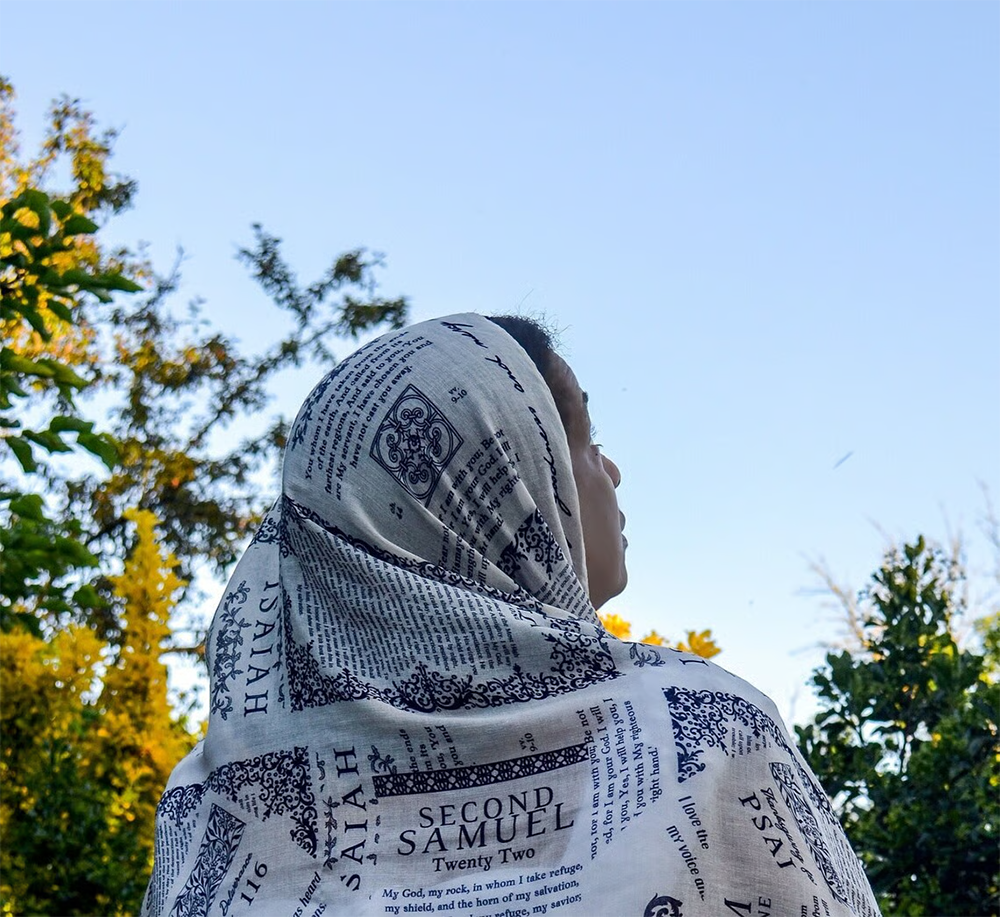 Handmade scripture shawl