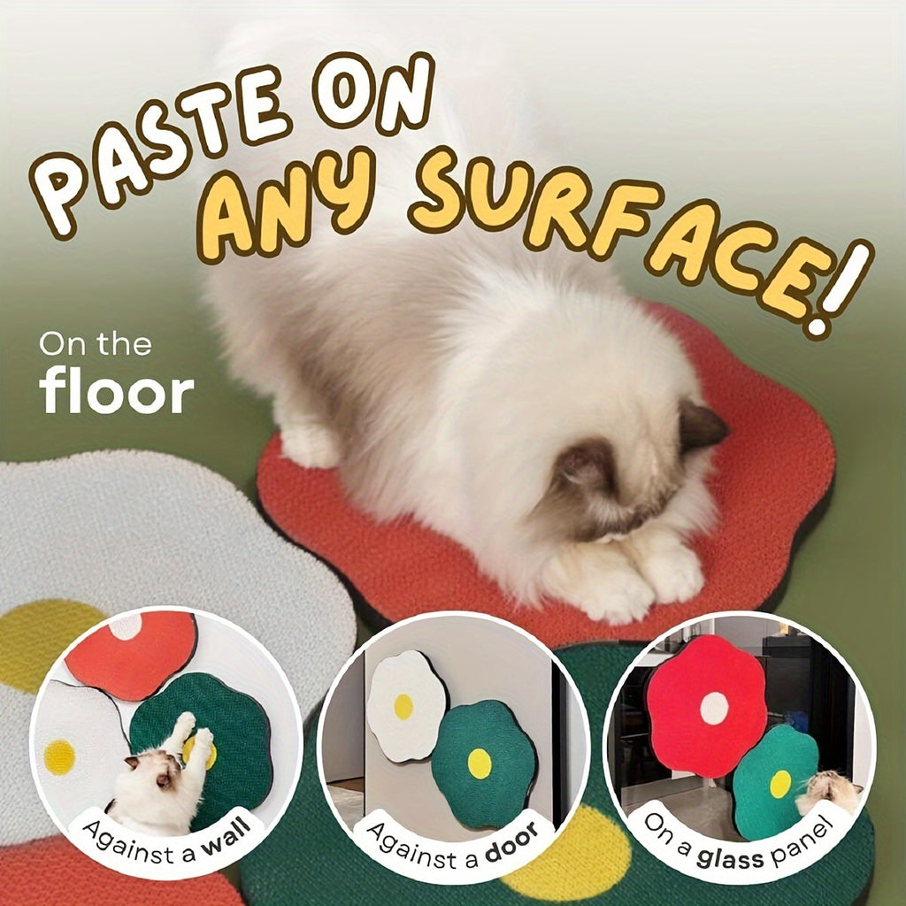Wall-mounted floral cat scratching post