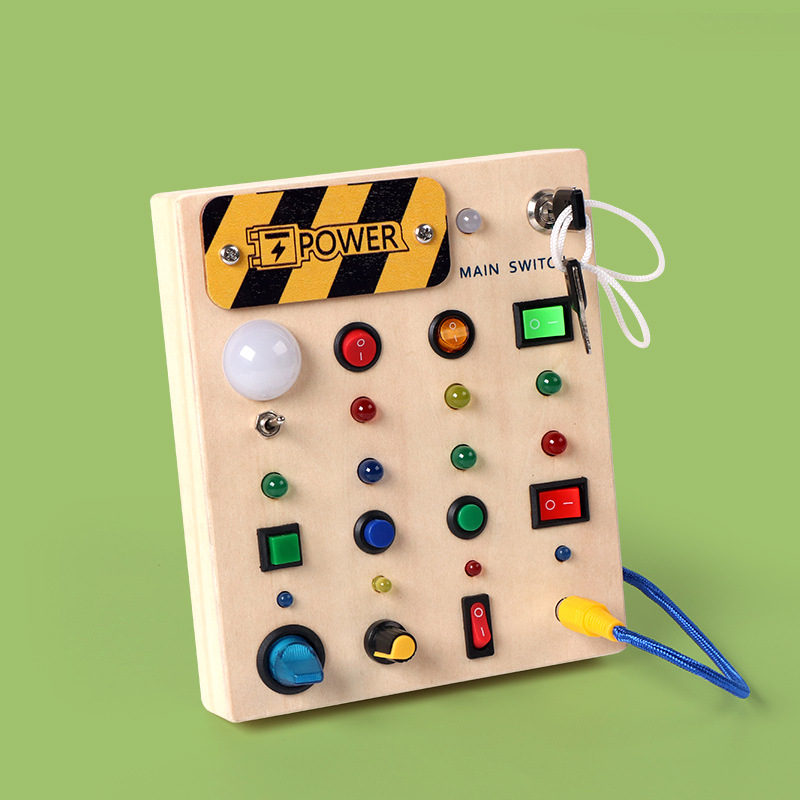 Wooden toy LED switch