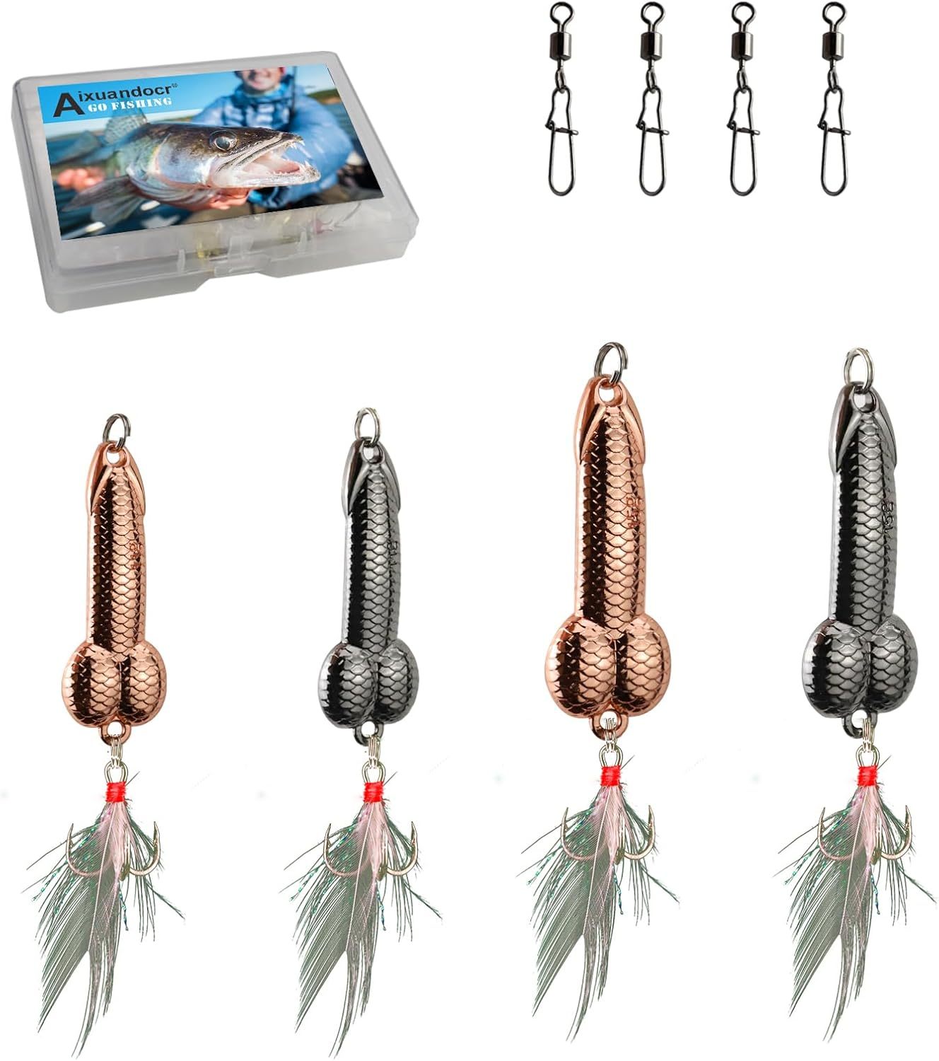Bass Fishing Lure, Fishing Spoons, Topwater Fishing Lures with Trebles Hooks, Trout Fishing Lures, Fishing Tackle for Freshwater and Saltwater, Fishing Gifts for Men