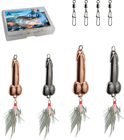 Bass Fishing Lure, Fishing Spoons, Topwater Fishing Lures with Trebles Hooks, Trout Fishing Lures, Fishing Tackle for Freshwater and Saltwater, Fishing Gifts for Men