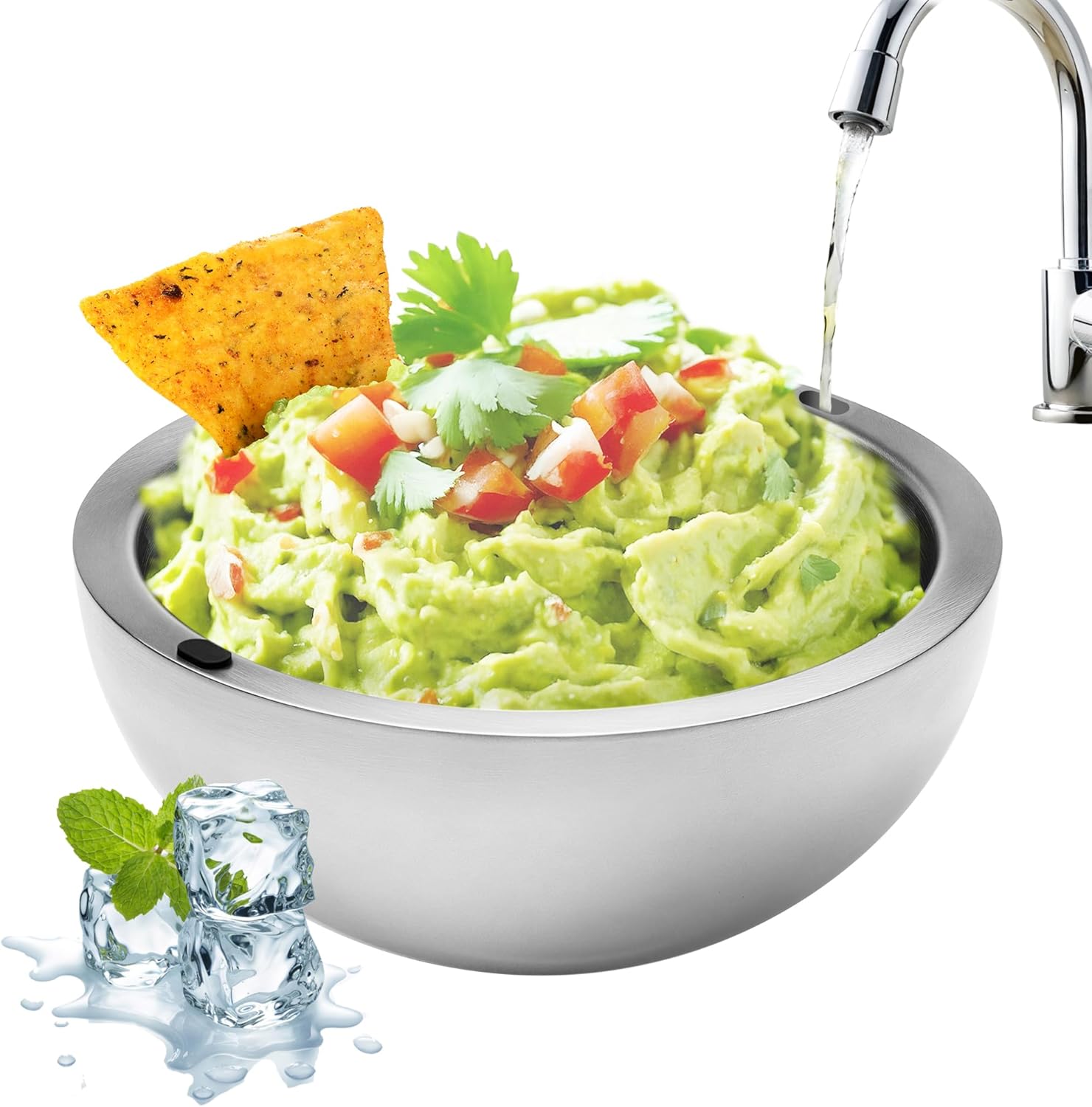 Stainless steel double layer thickened water filling mixing bowl