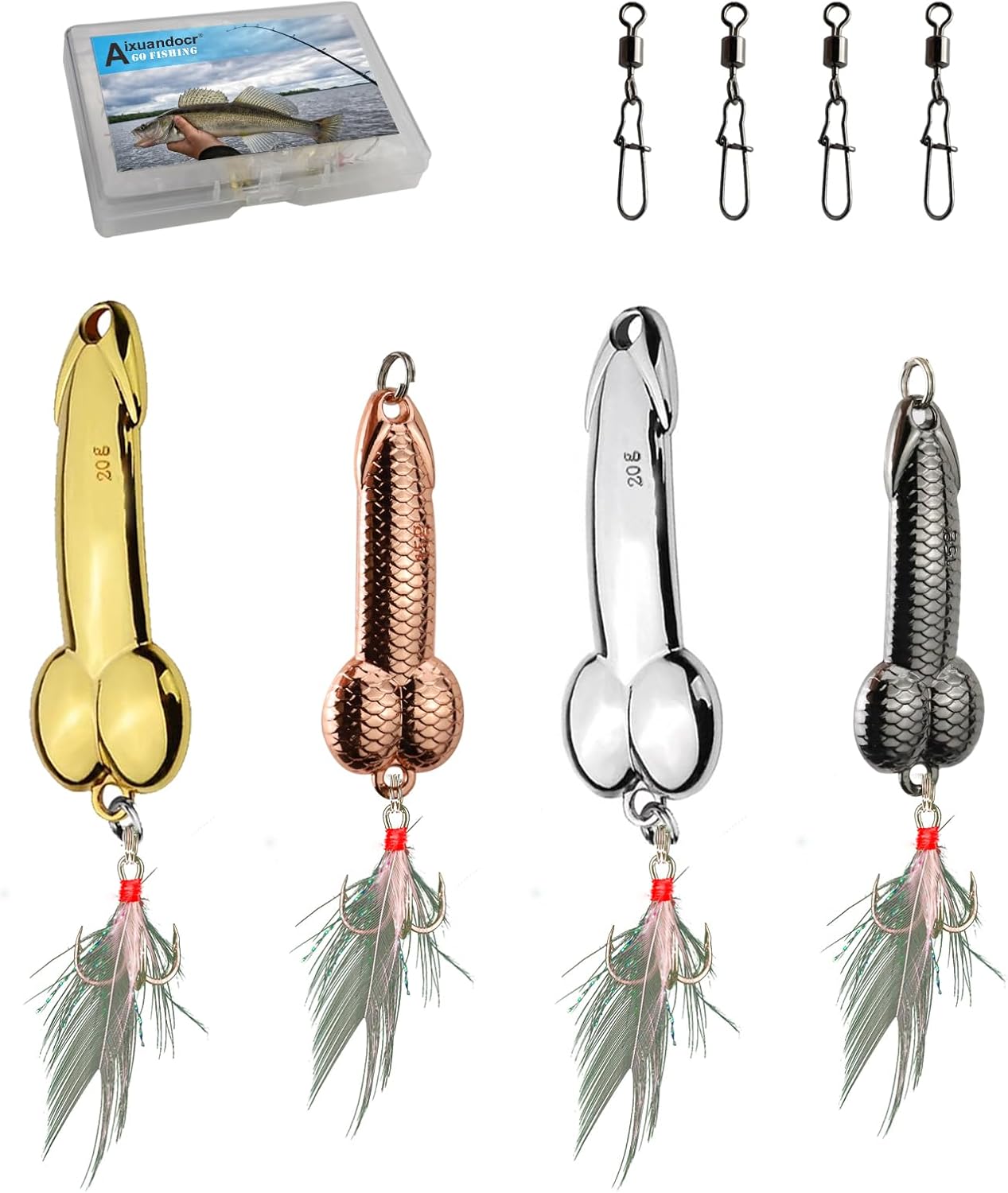 Bass Fishing Lure, Fishing Spoons, Topwater Fishing Lures with Trebles Hooks, Trout Fishing Lures, Fishing Tackle for Freshwater and Saltwater, Fishing Gifts for Men