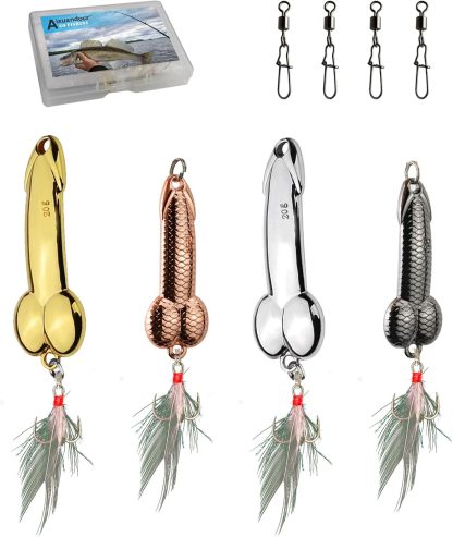 Bass Fishing Lure, Fishing Spoons, Topwater Fishing Lures with Trebles Hooks, Trout Fishing Lures, Fishing Tackle for Freshwater and Saltwater, Fishing Gifts for Men