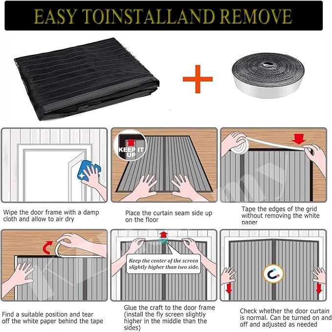 Anti-mosquito non-perforated magnetic door curtain