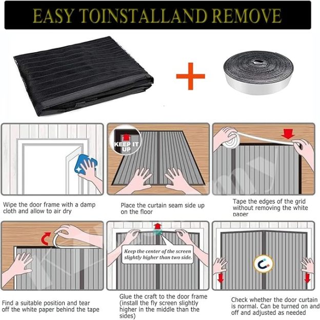Anti-mosquito non-perforated magnetic door curtain