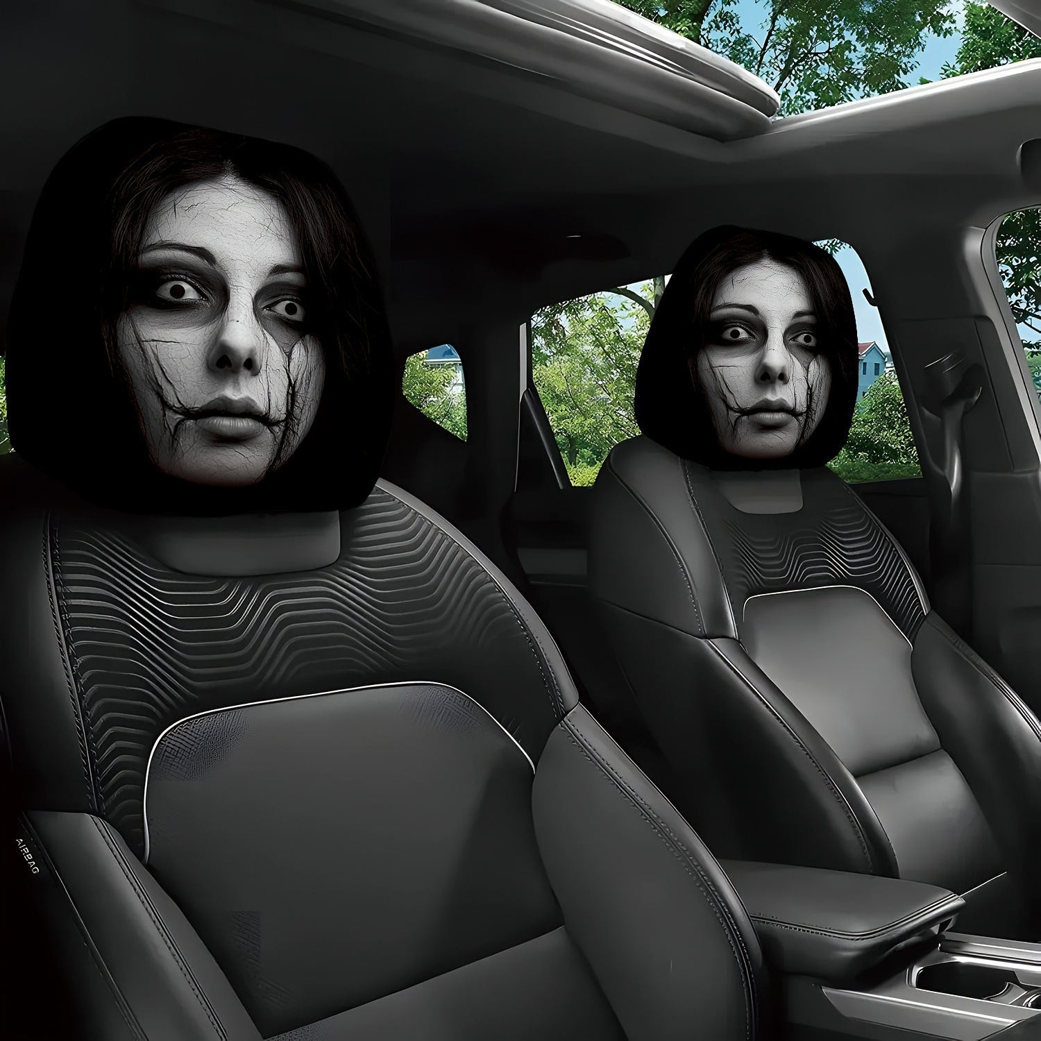 Wacky Double-Sided Printed Car Headrest Cover