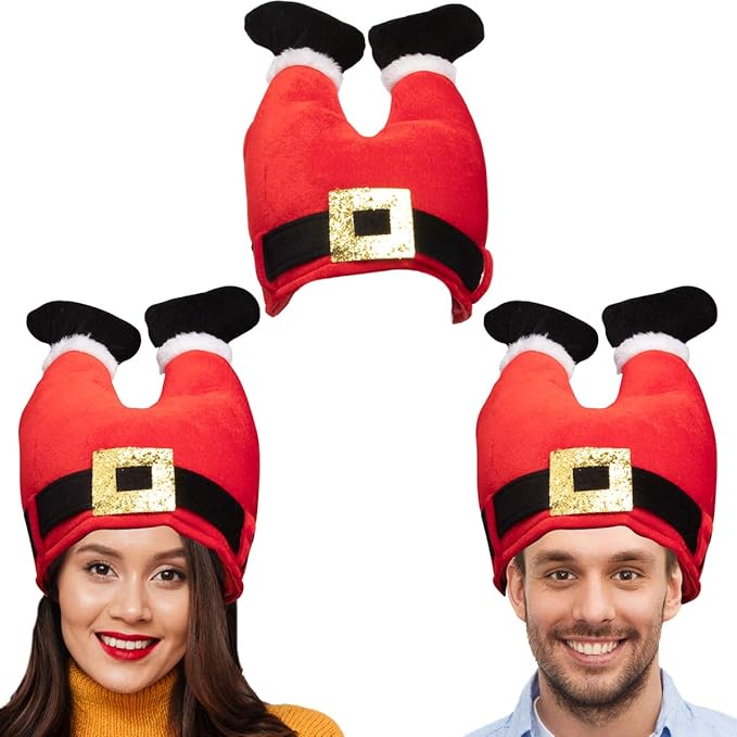 Simply Genius, 3 Pack, Christmas Hat Set: Christmas Tree Hat or Santa Hat Bulk for Christmas Costumes for Adults and Kids