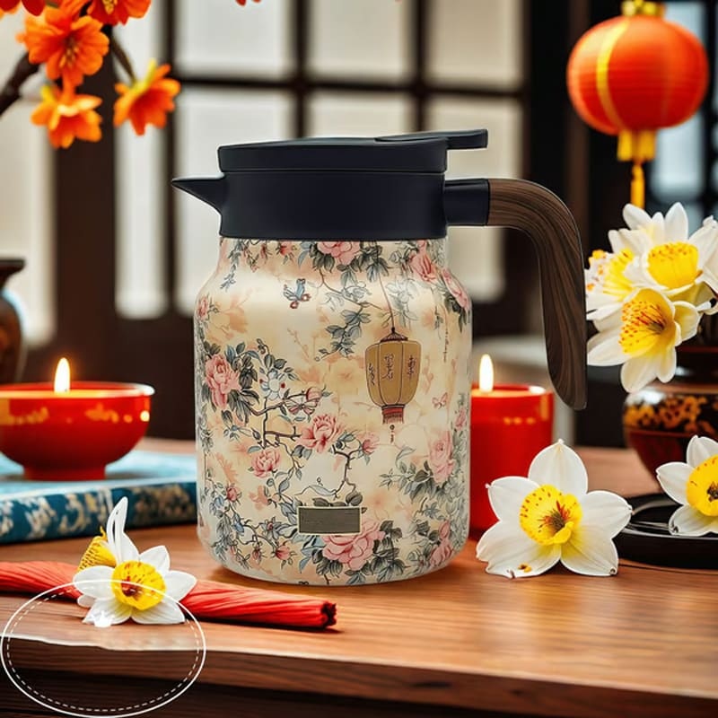 Retro floral pattern teapot