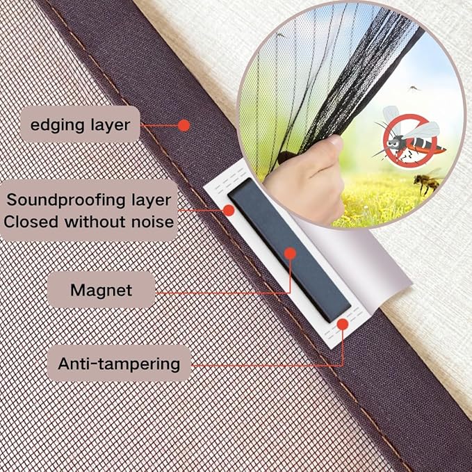 Anti-mosquito non-perforated magnetic door curtain