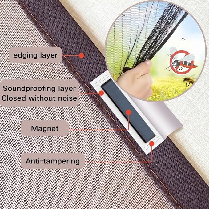 Anti-mosquito non-perforated magnetic door curtain