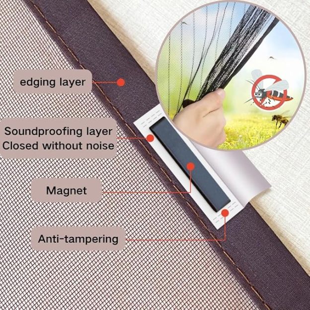 Anti-mosquito non-perforated magnetic door curtain