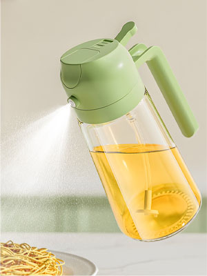 Olive Oil Dispenser Bottle,2 in 1 Oil Sprayer for Cooking Glass Oil Spray Bottle with Pourer