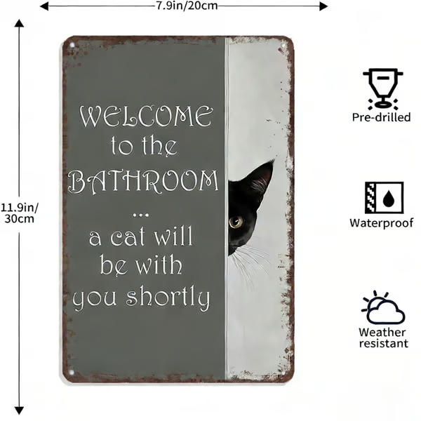 Vintage Black & White Cat Wall Art