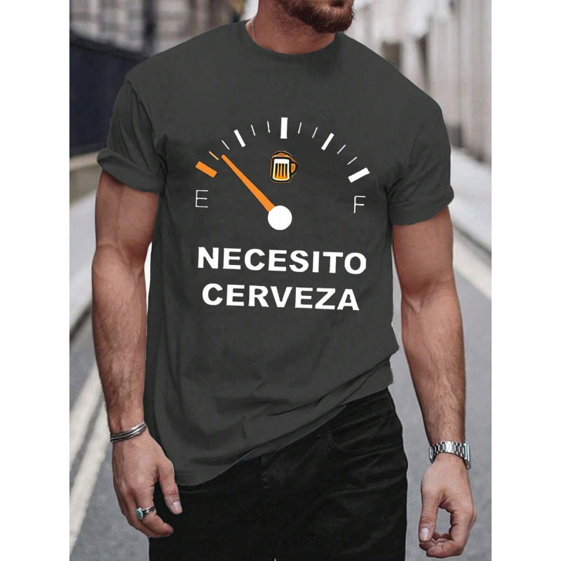Men's Crew-Neck T-Shirt with Letter Pattern