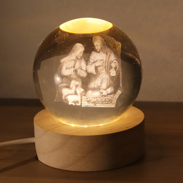 3D Crystal Ball Glowing Night Light