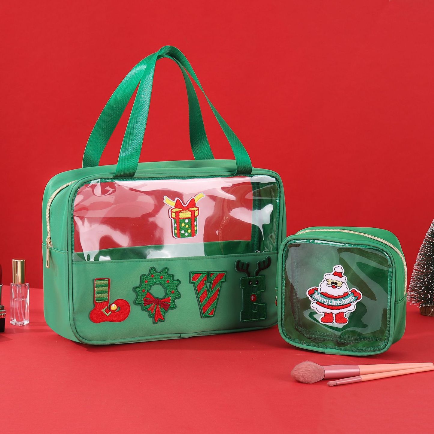 Christmas Embroidered Travel Storage Bag
