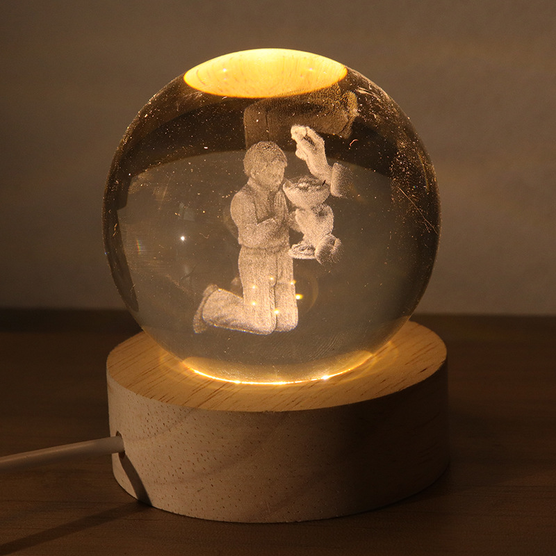 3D Crystal Ball Glowing Night Light