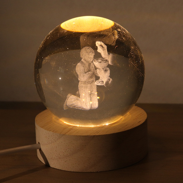 3D Crystal Ball Glowing Night Light