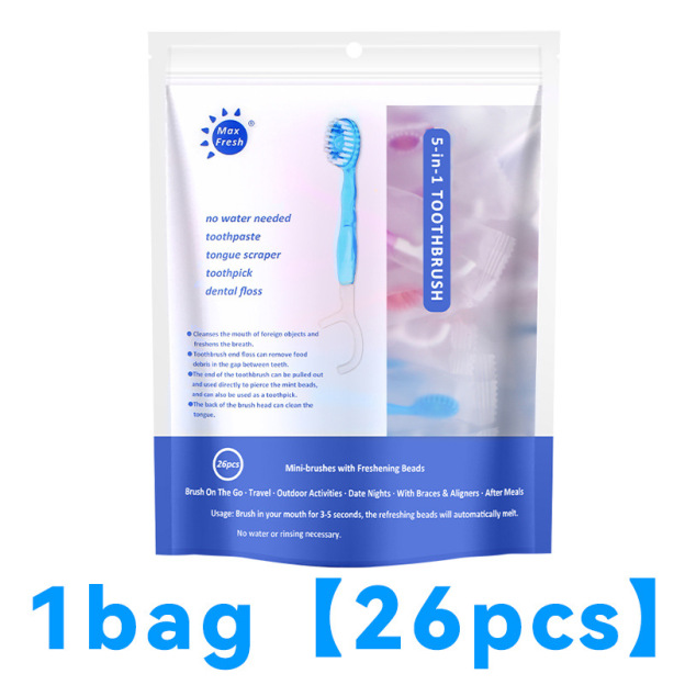 Contains double cleaning beads toothpaste and cleaning floss stick