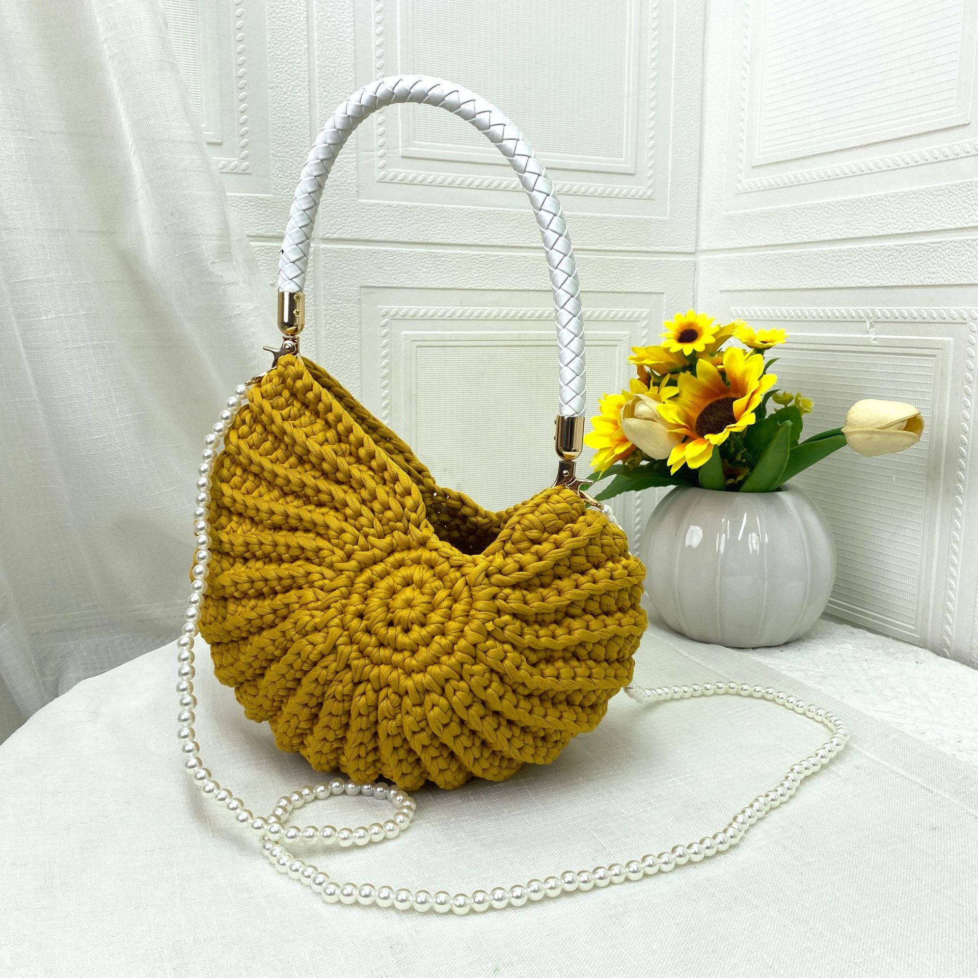 Hand-Crocheted Seashell Crossbody Bag