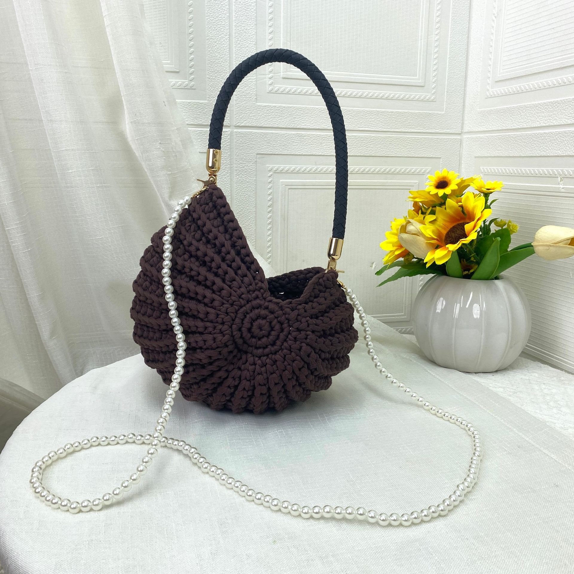 Hand-Crocheted Seashell Crossbody Bag