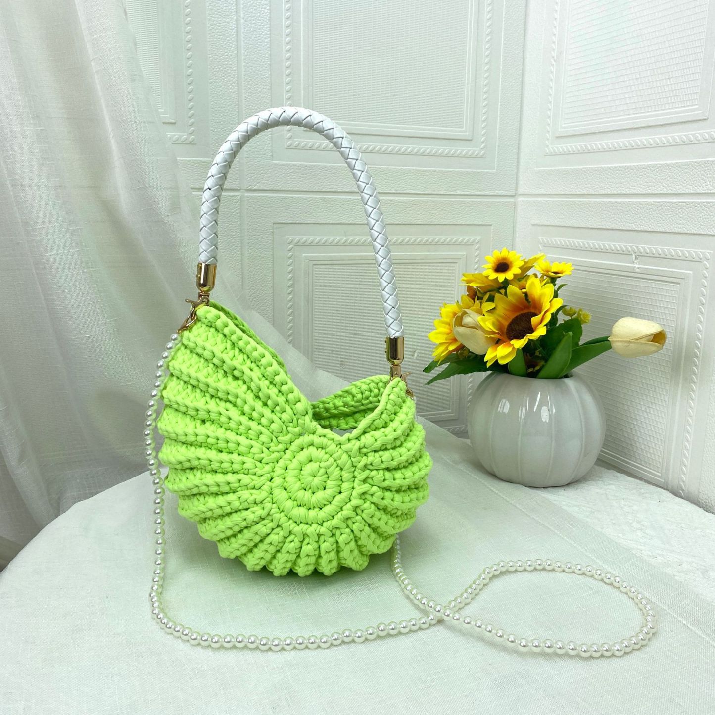 Hand-Crocheted Seashell Crossbody Bag