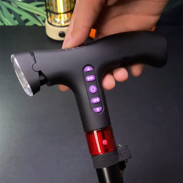Smart Walking Cane Crutch LED Light Safety Alarm