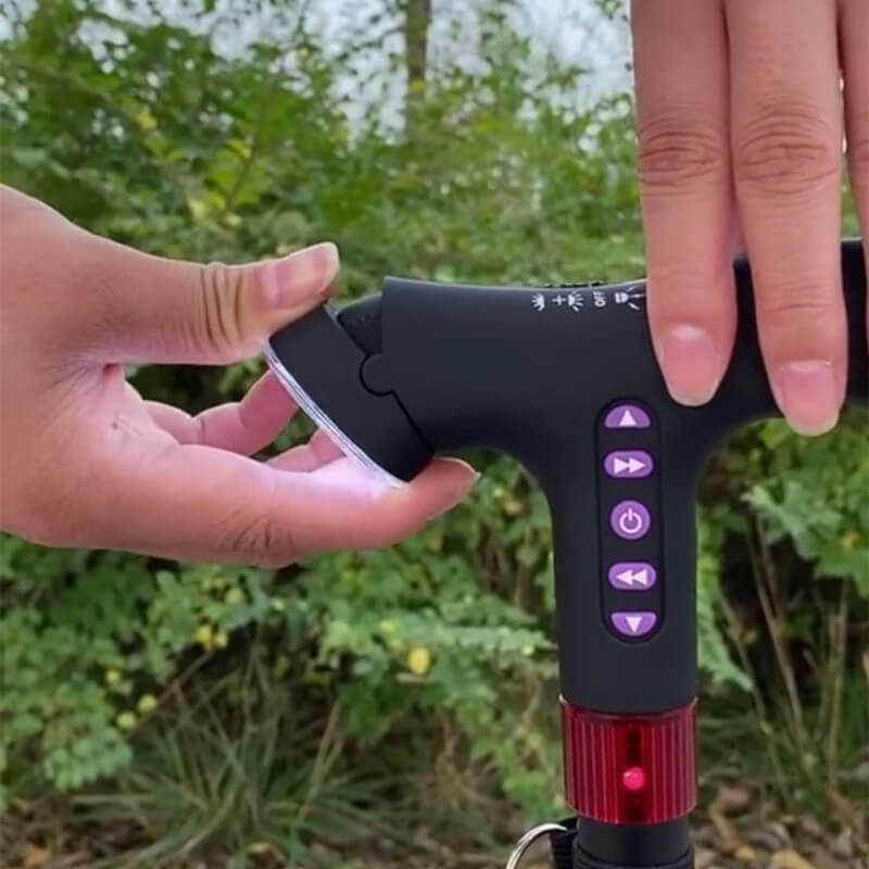 Smart Walking Cane Crutch LED Light Safety Alarm
