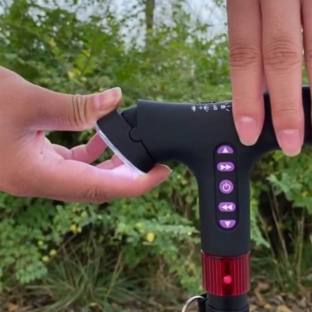 Smart Walking Cane Crutch LED Light Safety Alarm