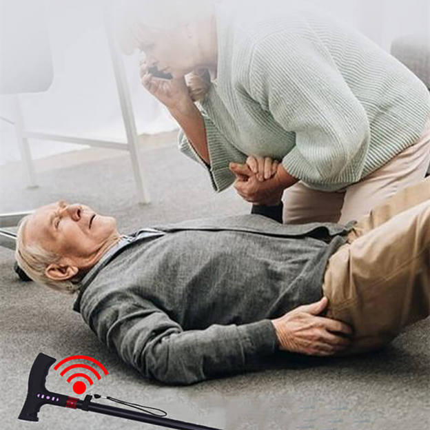 Smart Walking Cane Crutch LED Light Safety Alarm