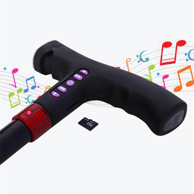 Smart Walking Cane Crutch LED Light Safety Alarm