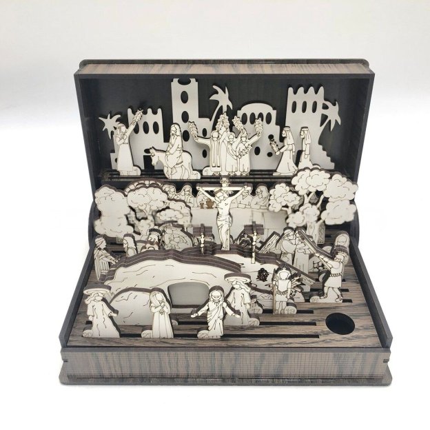 ✝️ 2025 Family Easter Holy Week Gift – Wooden Holy Week Book Toy Set