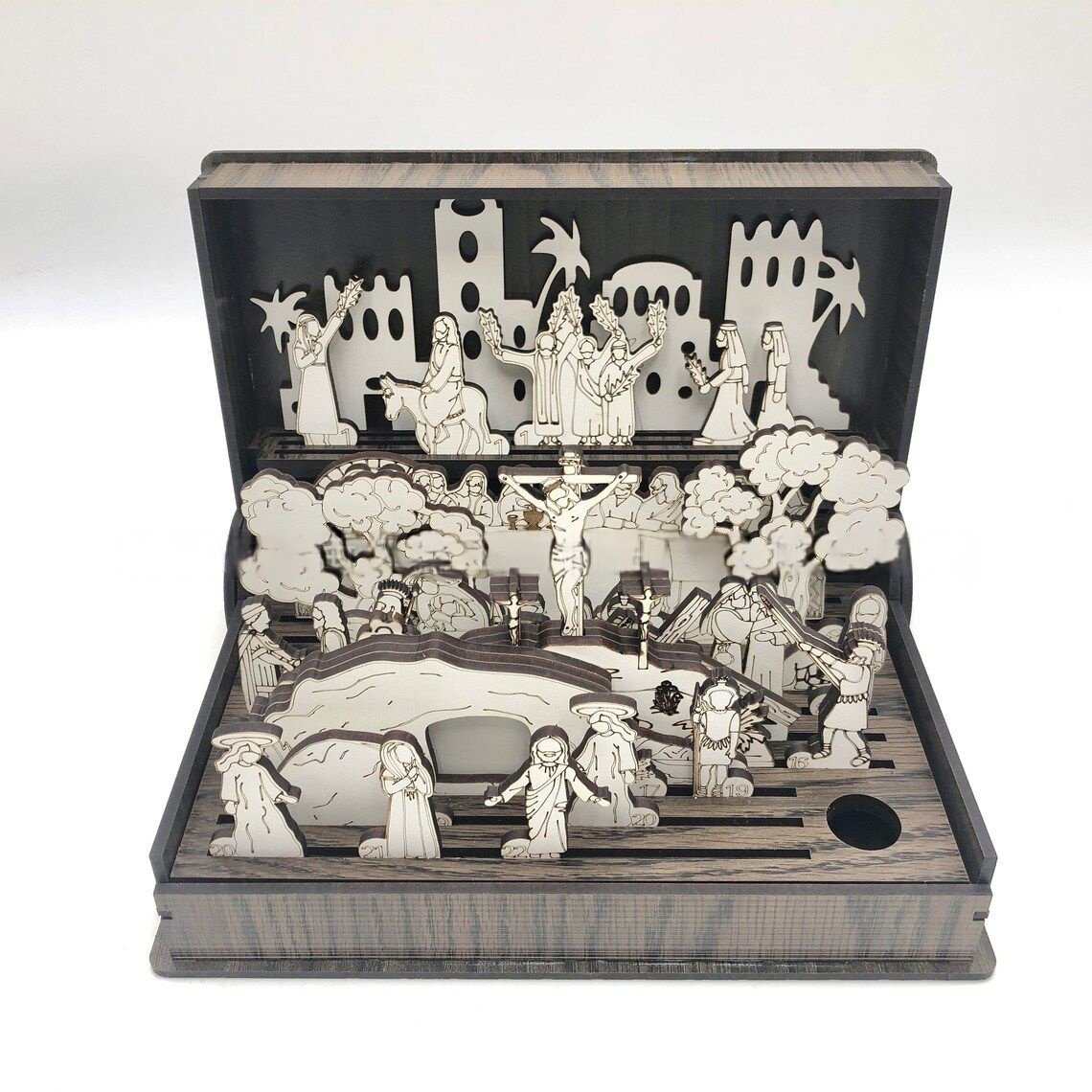 ✝️ 2025 Family Easter Holy Week Gift – Wooden Holy Week Book Toy Set