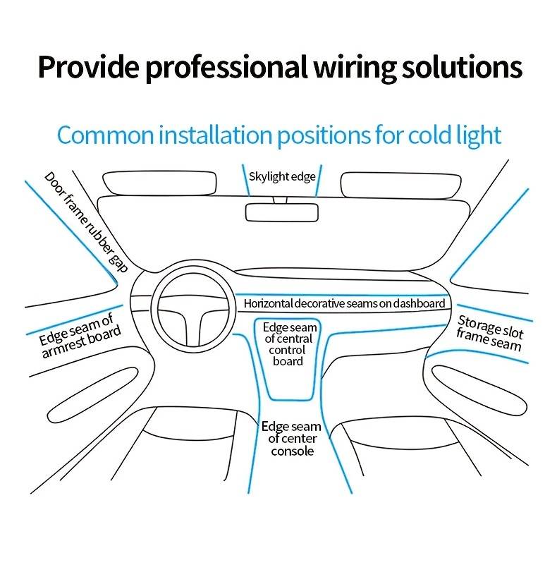 3 meters 7 colors rbg car interior atmosphere lighting led strip neon led car lighting strips diy flexible el cold light line tube auto decoration details 6