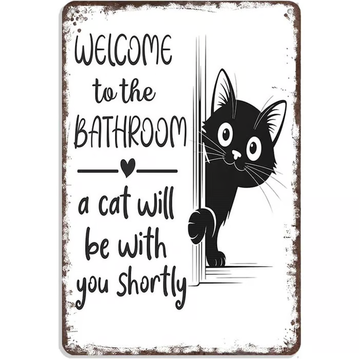 Vintage Black & White Cat Wall Art