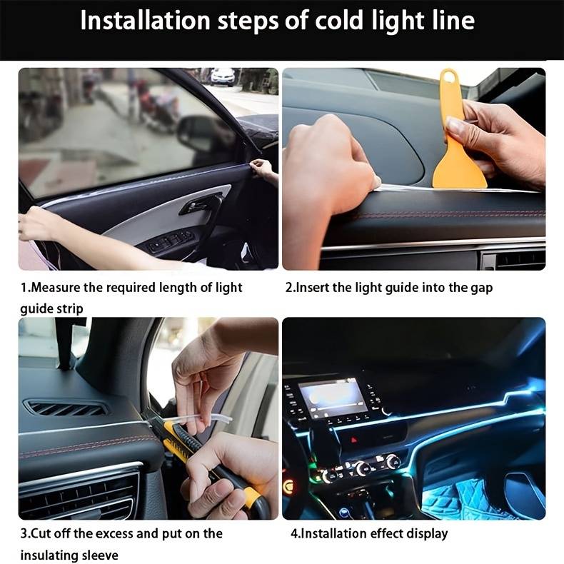 3 meters 7 colors rbg car interior atmosphere lighting led strip neon led car lighting strips diy flexible el cold light line tube auto decoration details 7