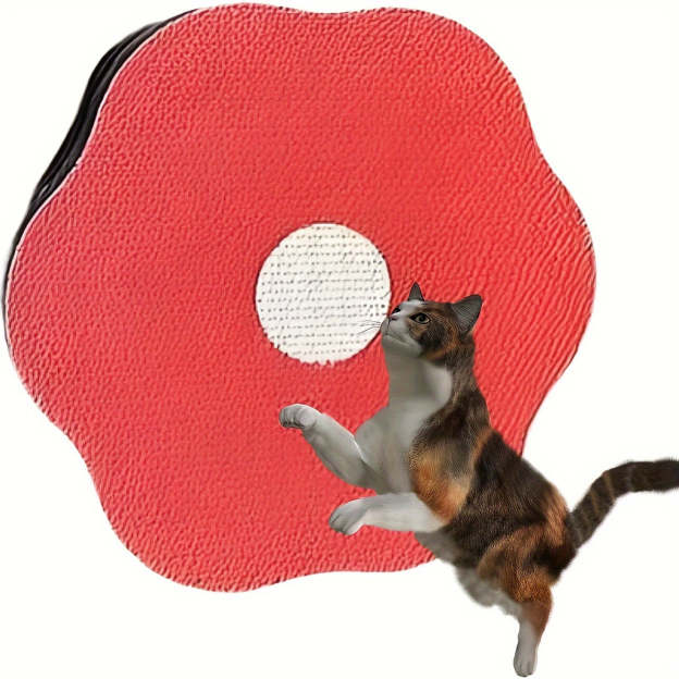 Wall-mounted floral cat scratching post