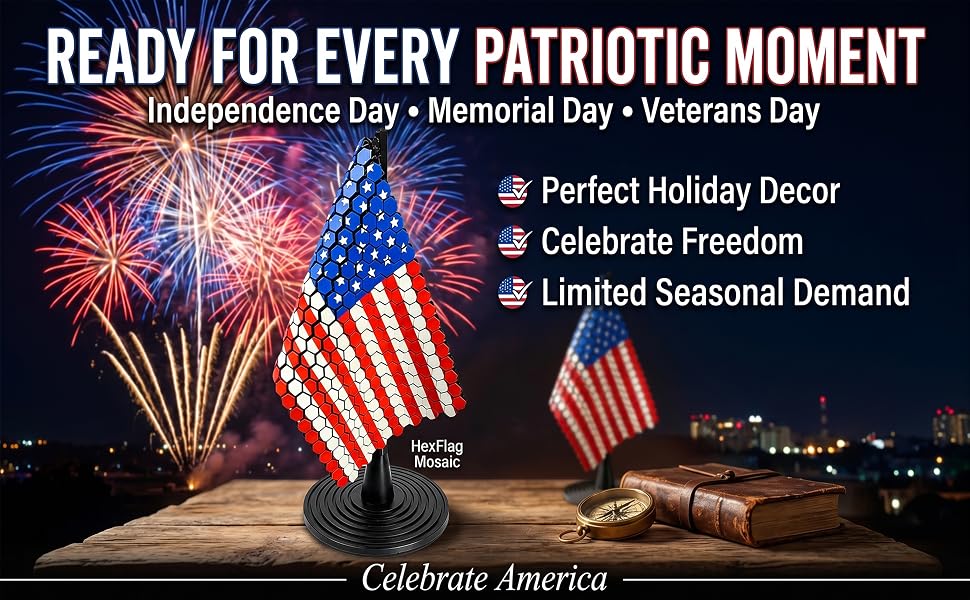 US Flag Chain Mail Patriotic Desk Decor