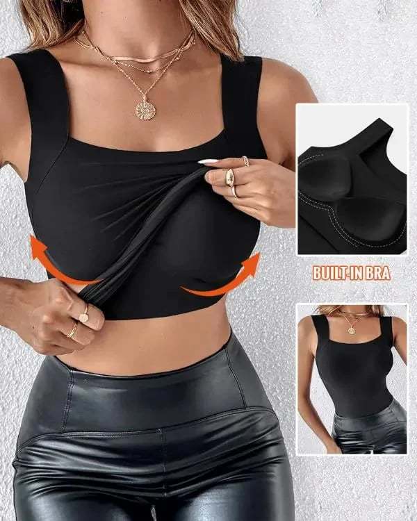 🔥Buy 1 get 1 free💐Women's U Neck Thermal Tank Tops with Built-In Bra