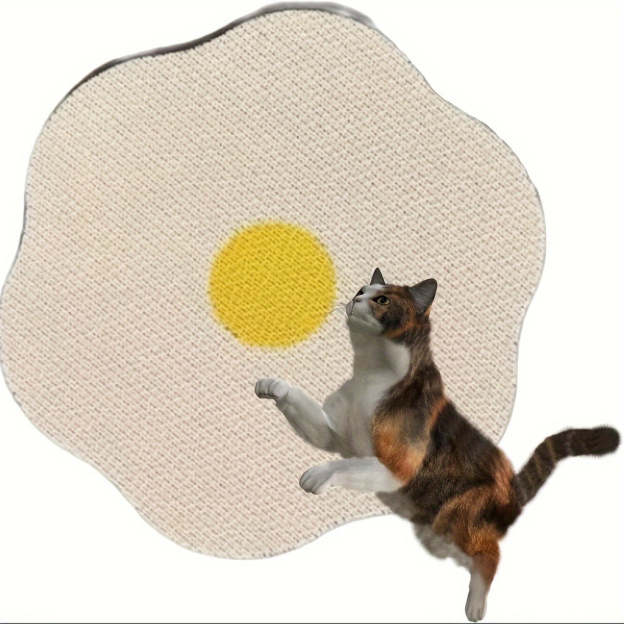Wall-mounted floral cat scratching post