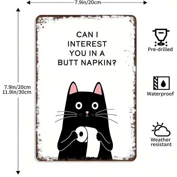 Vintage Black & White Cat Wall Art