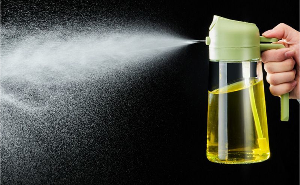 Olive Oil Dispenser Bottle,2 in 1 Oil Sprayer for Cooking Glass Oil Spray Bottle with Pourer