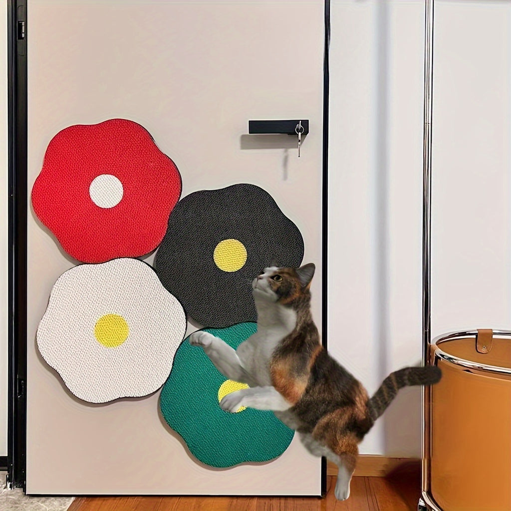 Wall-mounted floral cat scratching post