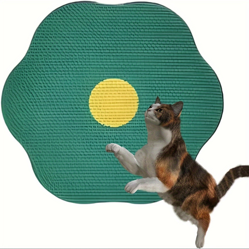 Wall-mounted floral cat scratching post