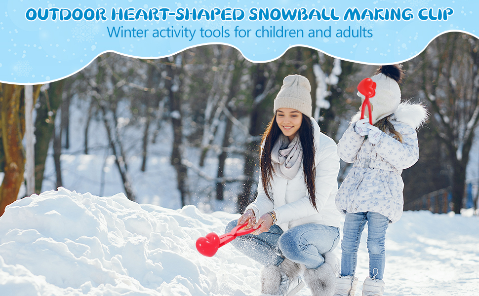 Outdoor Heart Shaped Snow Ball Maker Clamps Children Adults Game Winter Activities Toys To
