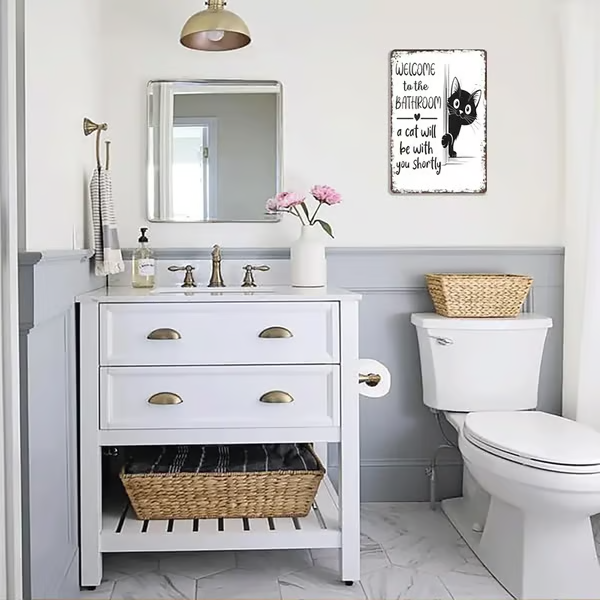 Vintage Black & White Cat Wall Art