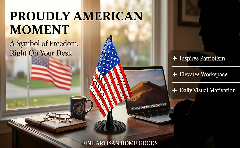 US Flag Chain Mail Patriotic Desk Decor
