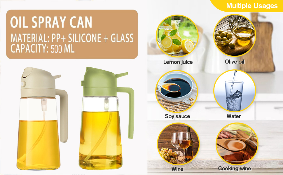 Olive Oil Dispenser Bottle,2 in 1 Oil Sprayer for Cooking Glass Oil Spray Bottle with Pourer